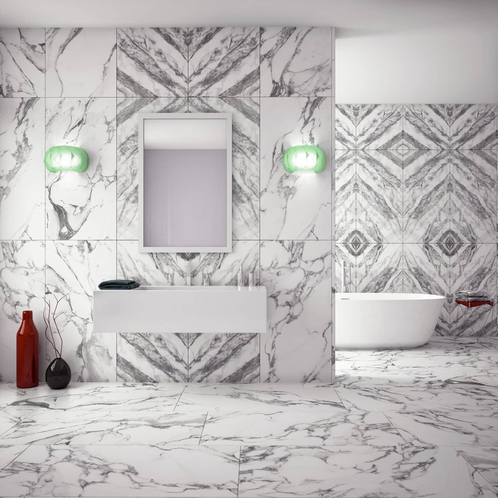 Gresie Porțelanată Rectificată Interior, Exterior 60x120 R SUPREME - Decor Reflection - Satin Matt - KAI Ceramics